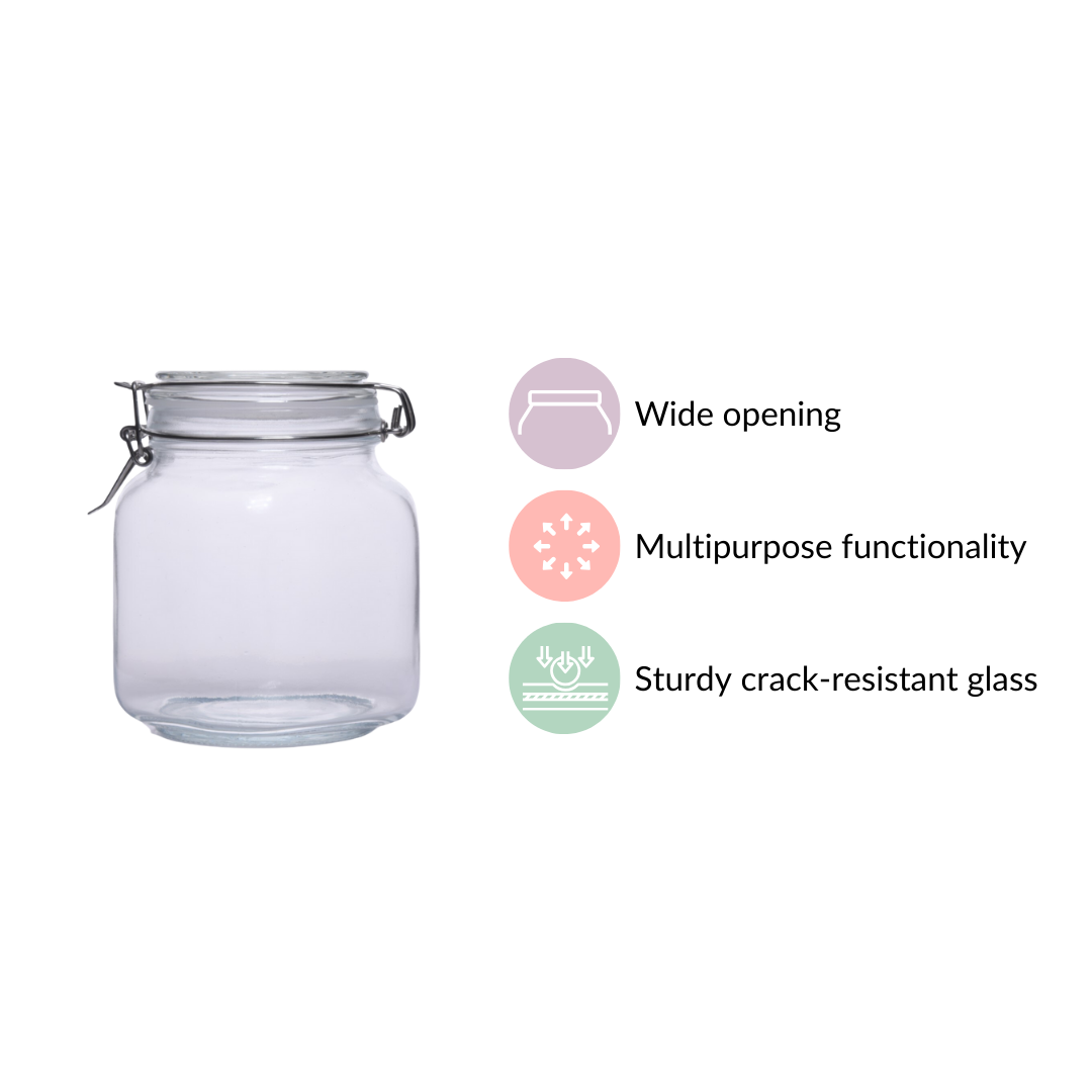 Airtight Glass Jars With Clip Lids Set Of 4 1000ml Nestasia
