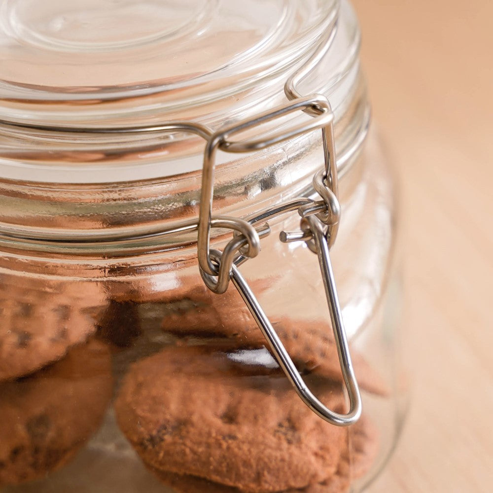Set Of 4 Glass Storage Kitchen Jars With Clip Lids 500ml Nestasia