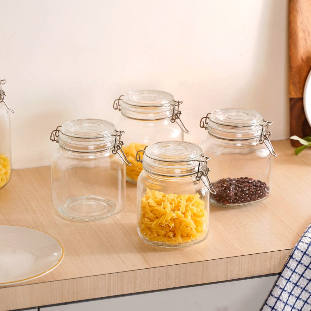 Airtight Glass Jars With Clip Lids Set Of 4 1000ml Nestasia