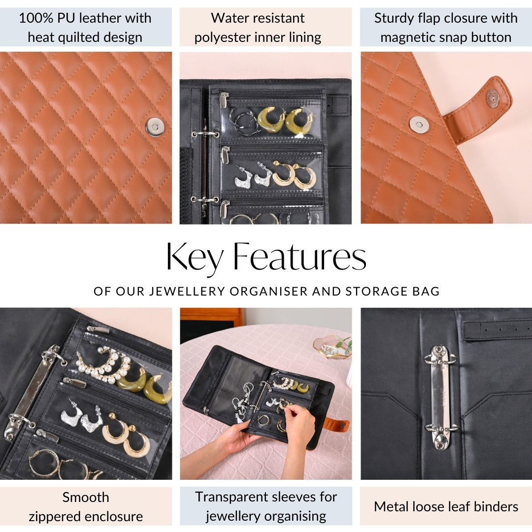 Jewellery Organiser And Storage Bag Brown Nestasia