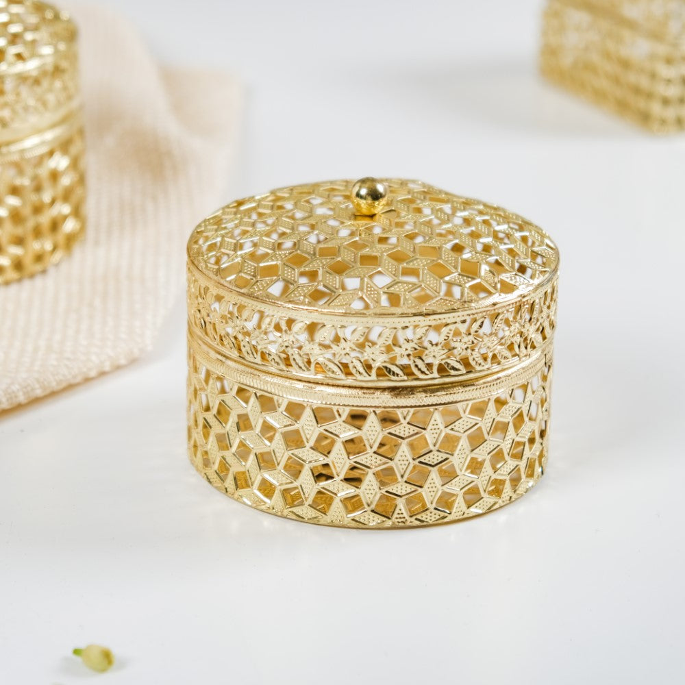 Set Of 2 Ornate Dry Fruit Box Gold Nestasia
