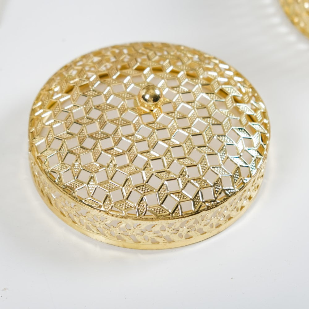 Set Of 2 Ornate Dry Fruit Box Gold Nestasia