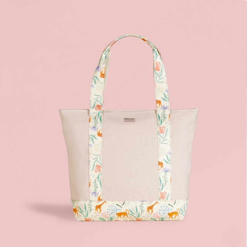 Jungle Adventure Large Canvas Zipper Tote Bag Nestasia