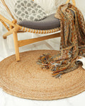 Woven Natural Round Jute Carpet For Hall Decoration