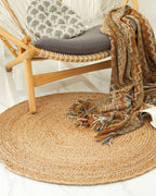 Woven Natural Round Jute Carpet For Hall Decoration