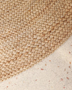 Woven Natural Round Jute Carpet For Hall Decoration