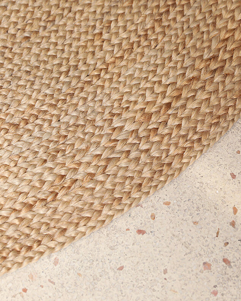 Woven Natural Round Jute Carpet For Hall Decoration