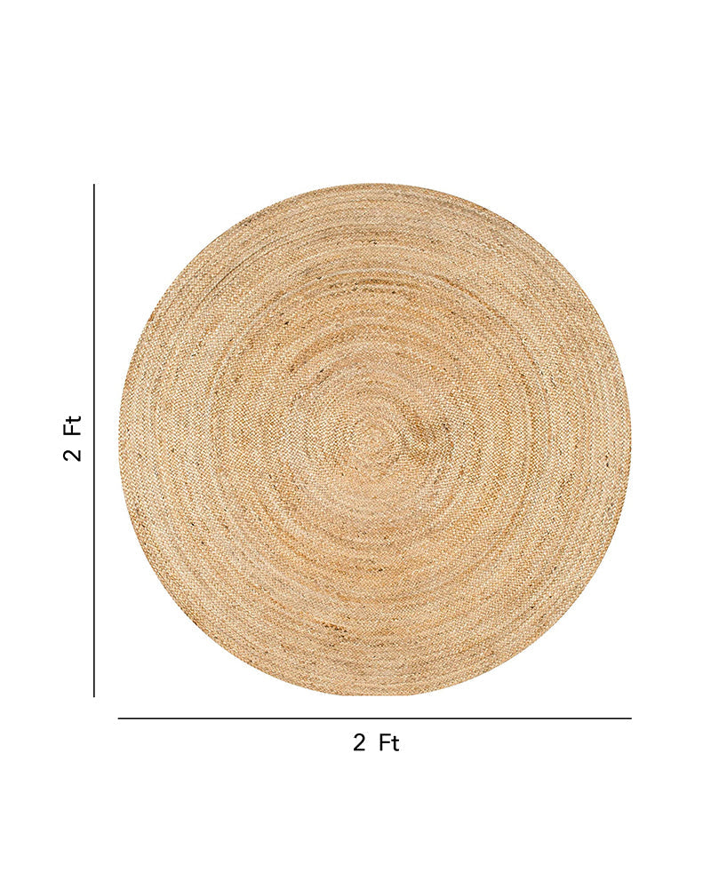 Woven Natural Round Jute Carpet For Hall Decoration
