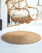 Woven Natural Round Jute Carpet For Hall Decoration