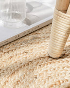 Woven Natural Round Jute Carpet For Hall Decoration