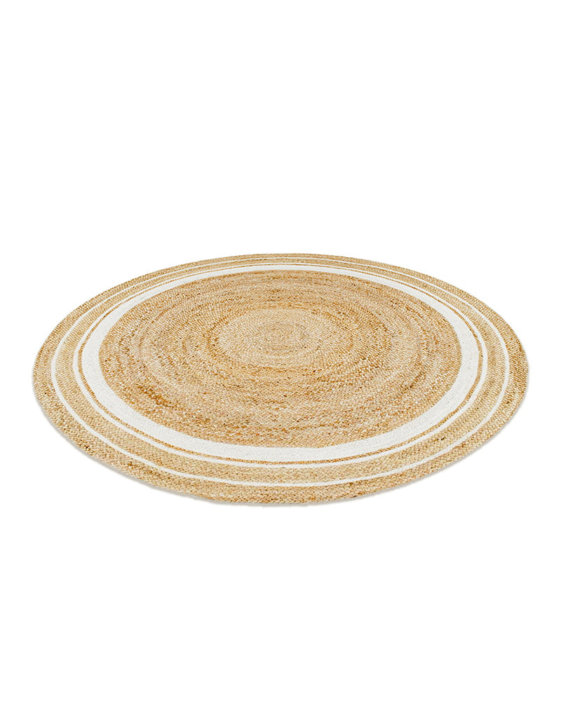 Rustic White Round Jute Carpet For Bedroom Interior