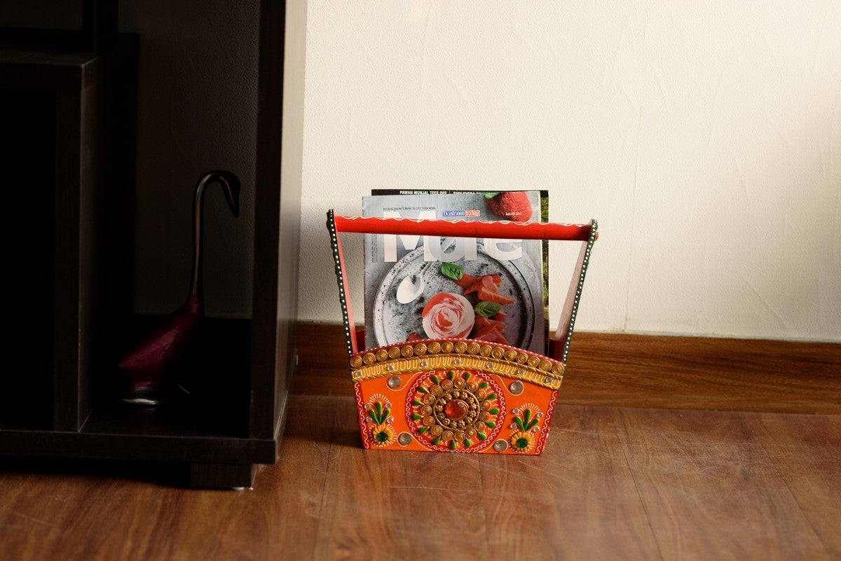Papier-Mache Wooden Multiutility Basket Kafalo