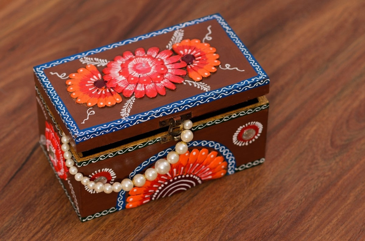 Floral Multiutility Papier-Mache Wooden Jewellery Box Kafalo