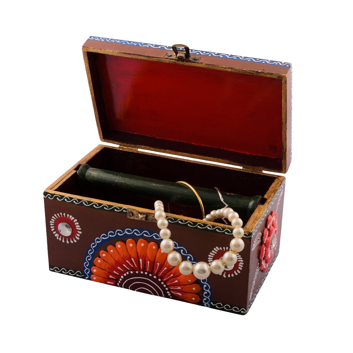 Floral Multiutility Papier-Mache Wooden Jewellery Box Kafalo