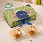 Square Jali Pure Brass Diya Set Of 2 In Gift Box Nestasia