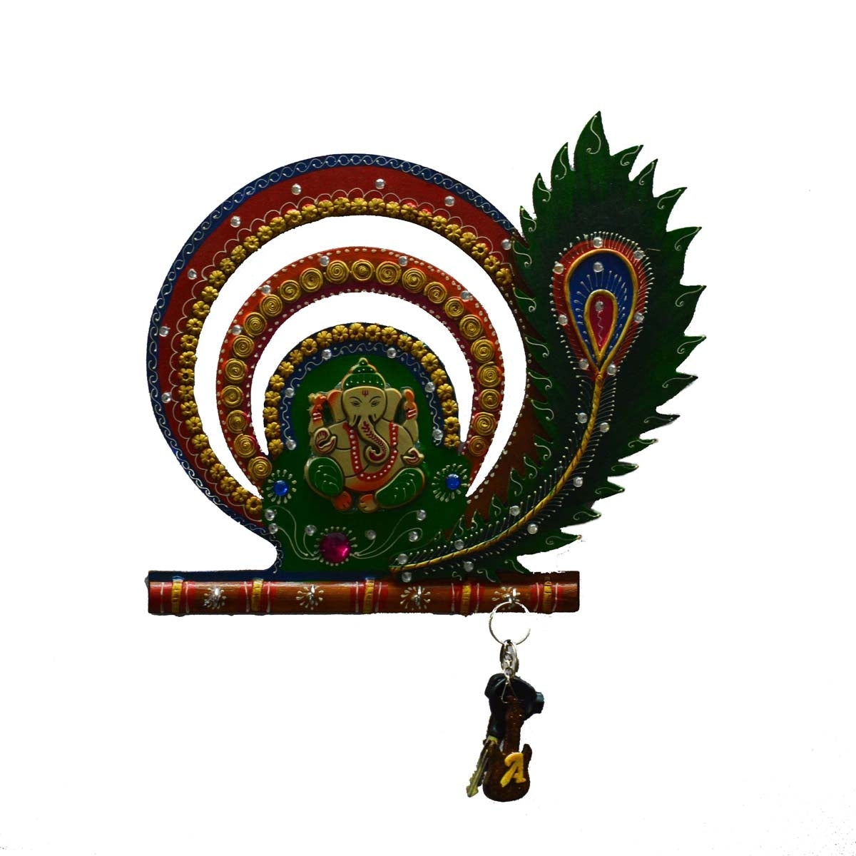 Lord Ganesha with Mor Pankh Key Holder Kafalo