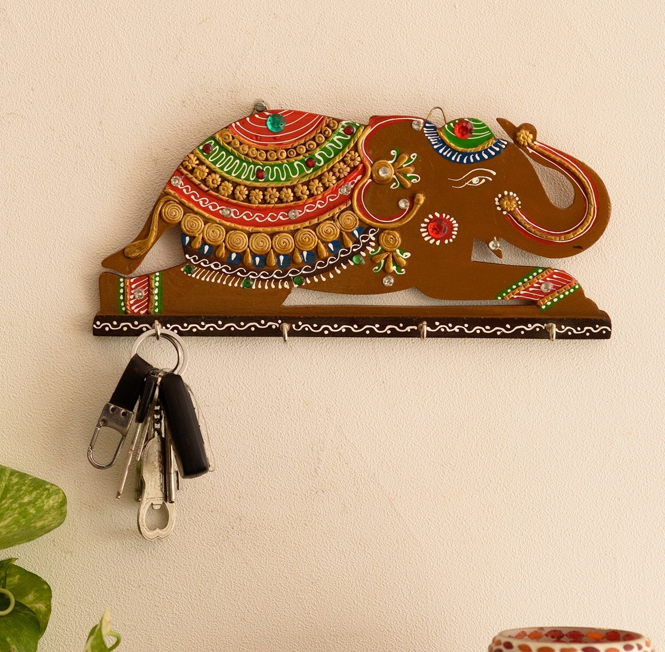 Papier-Mache Elephant Key Holder Kafalo