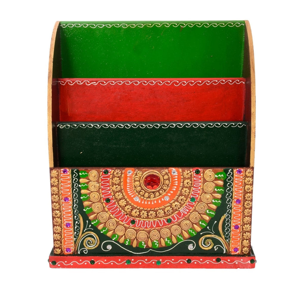 Papier-Mache Embossed 3 Racks Floor Standing Magzine Holder Kafalo