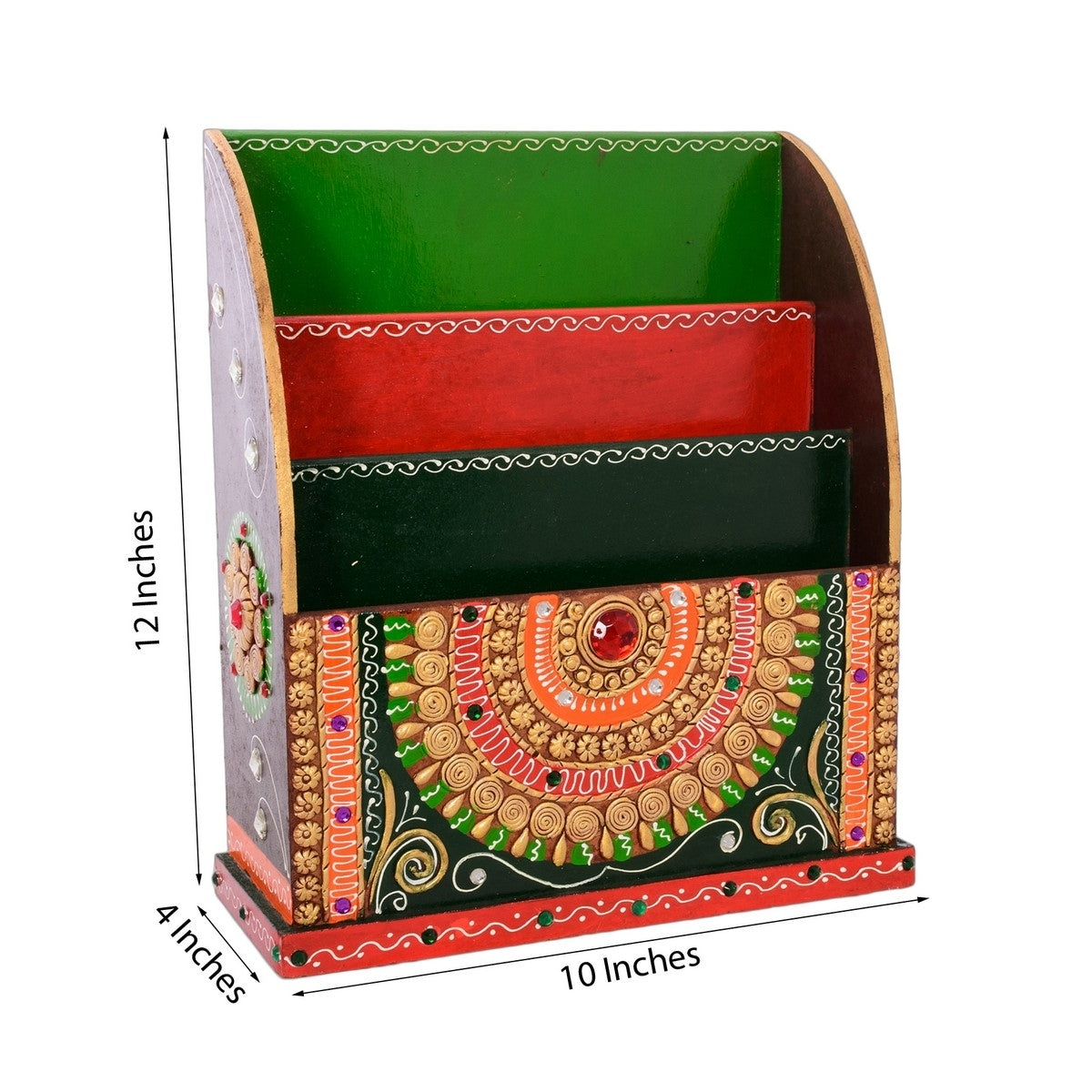 Papier-Mache Embossed 3 Racks Floor Standing Magzine Holder Kafalo