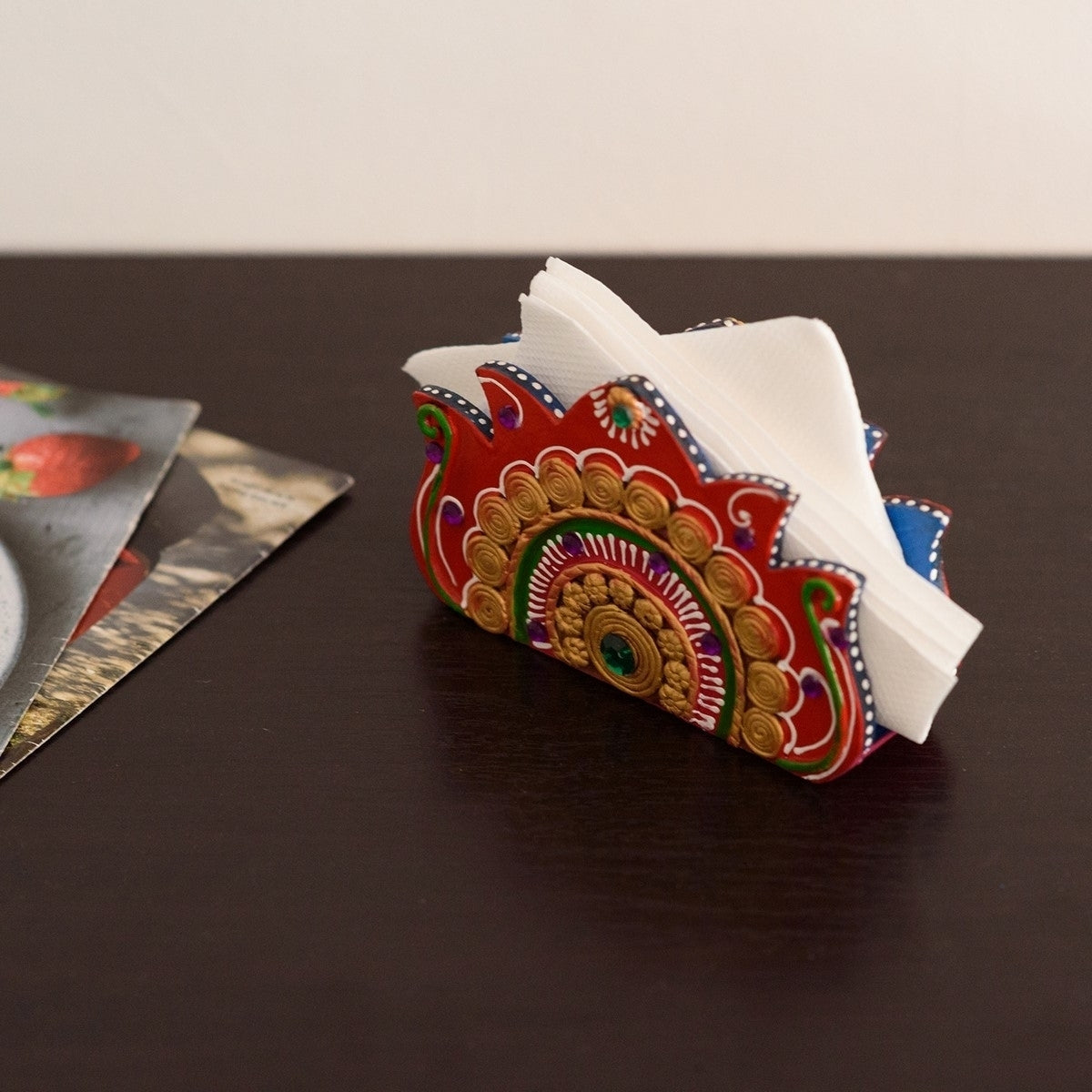 Decorative Papier-Mache Wooden Napkin Holder Kafalo