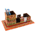 Multiutility Papier-Mache Wooden Penstand and Visiting Card Holder Kafalo