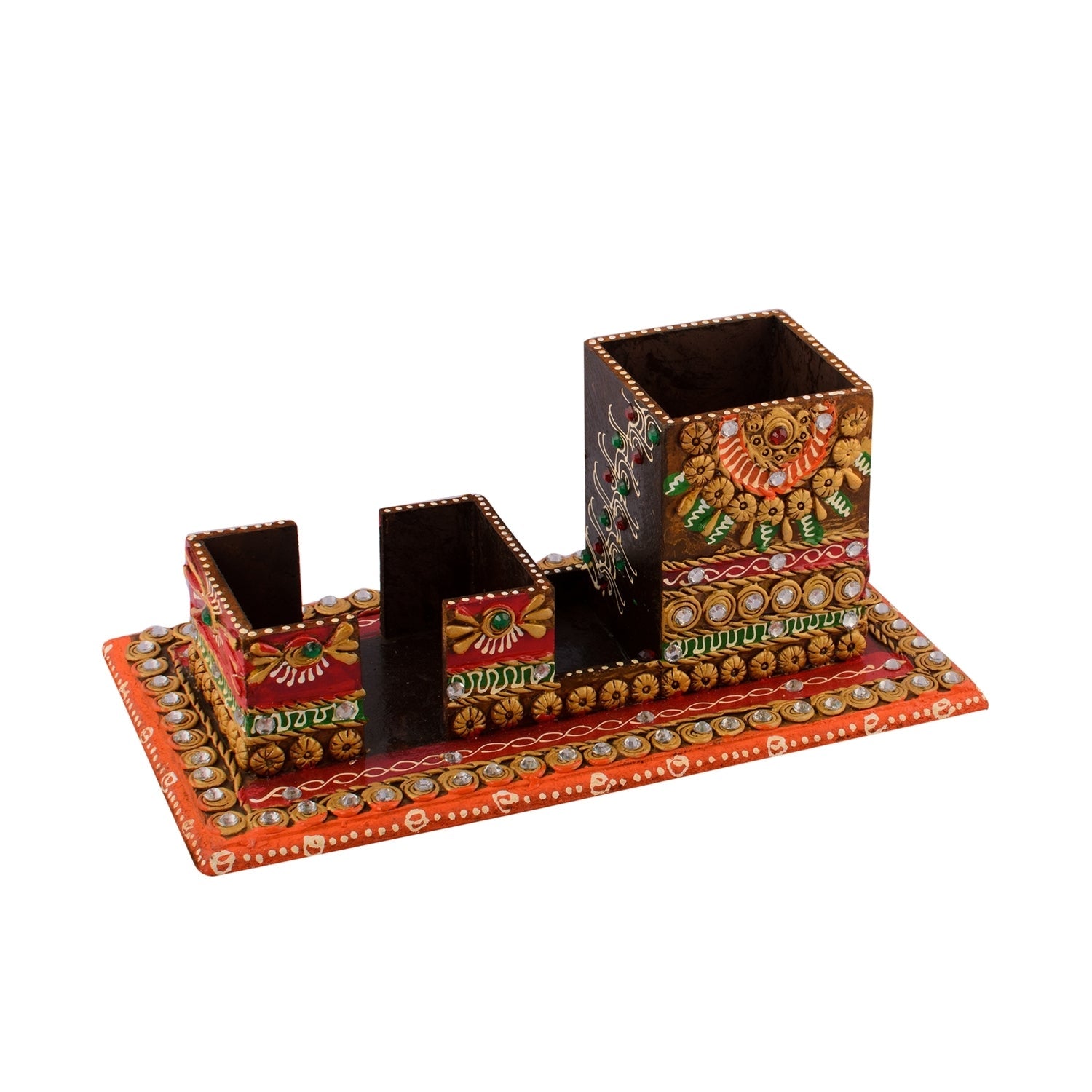 Multiutility Papier-Mache Wooden Penstand and Visiting Card Holder Kafalo