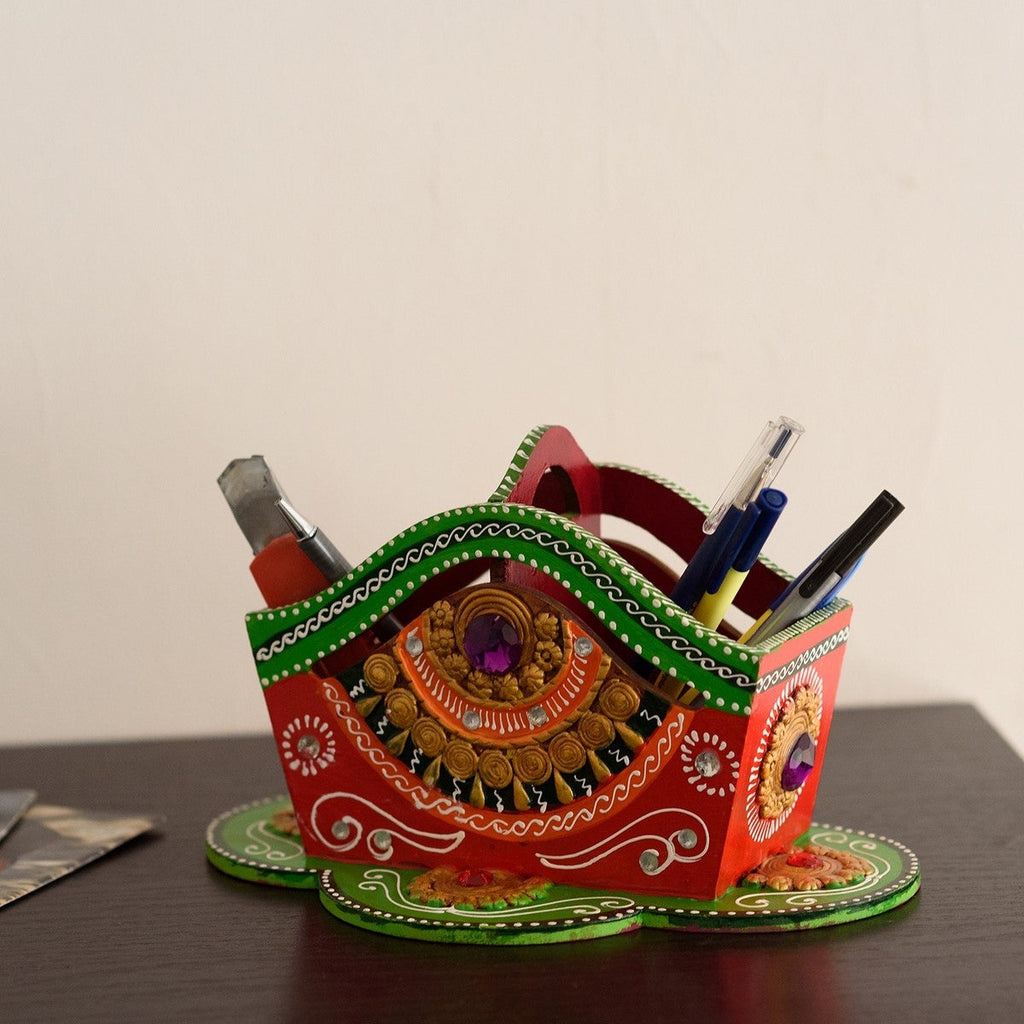 Decorative Papier-Mache Wooden Pen Stand Kafalo