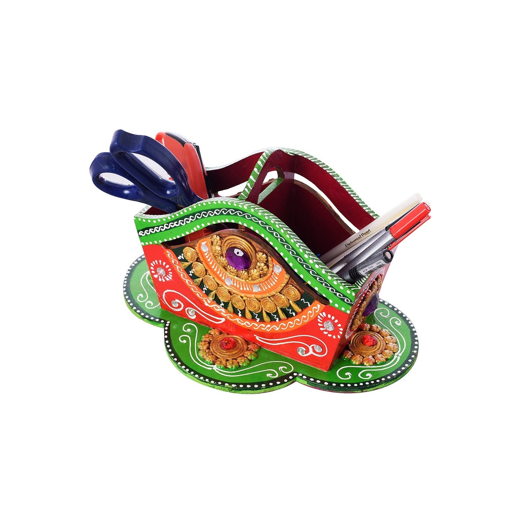 Decorative Papier-Mache Wooden Pen Stand Kafalo