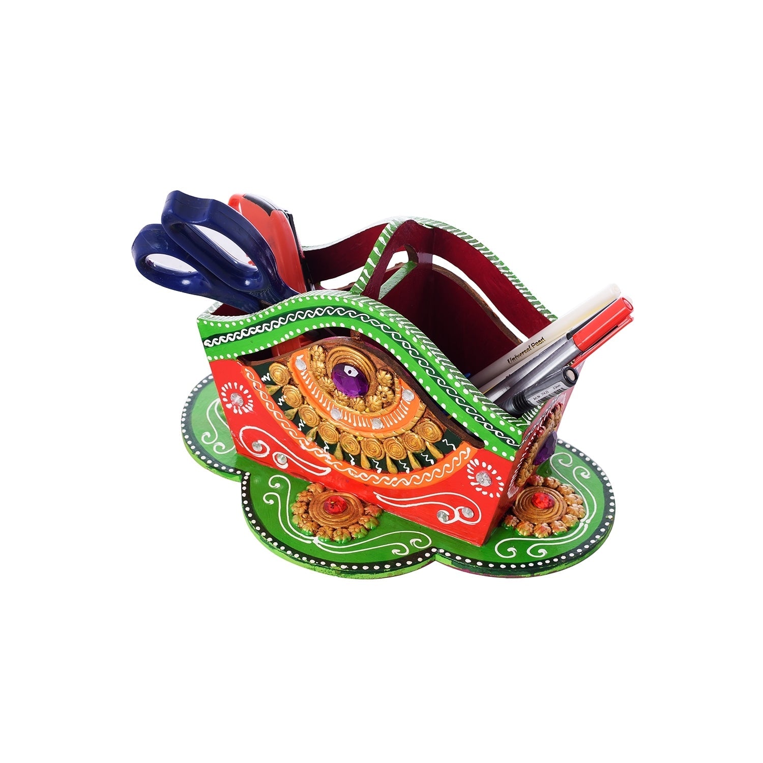 Decorative Papier-Mache Wooden Pen Stand Kafalo