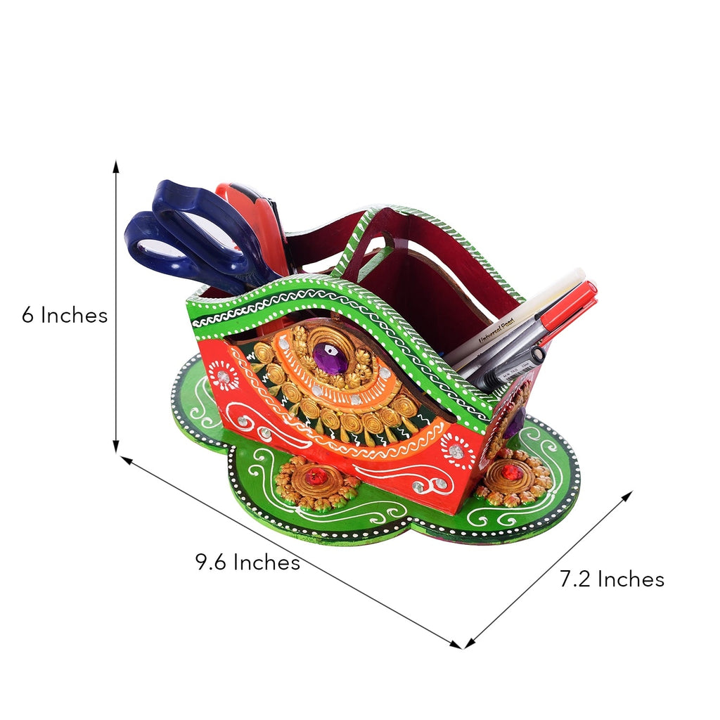 Decorative Papier-Mache Wooden Pen Stand Kafalo