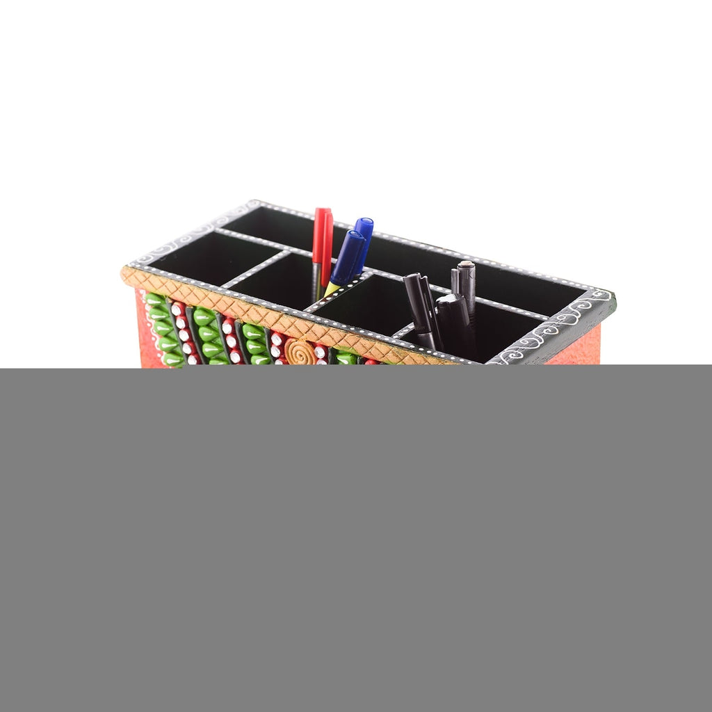 Papier-Mache Wooden Decorative Premium Pen Stand Utility Box Kafalo
