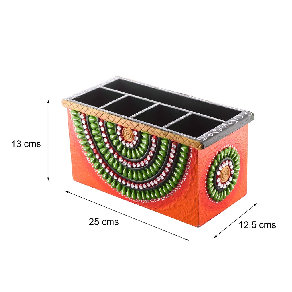 Papier-Mache Wooden Decorative Premium Pen Stand Utility Box Kafalo