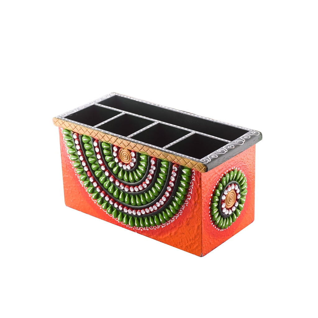 Papier-Mache Wooden Decorative Premium Pen Stand Utility Box Kafalo