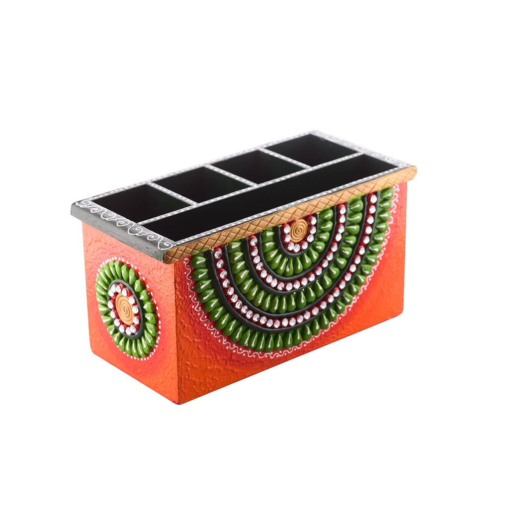 Papier-Mache Wooden Decorative Premium Pen Stand Utility Box Kafalo
