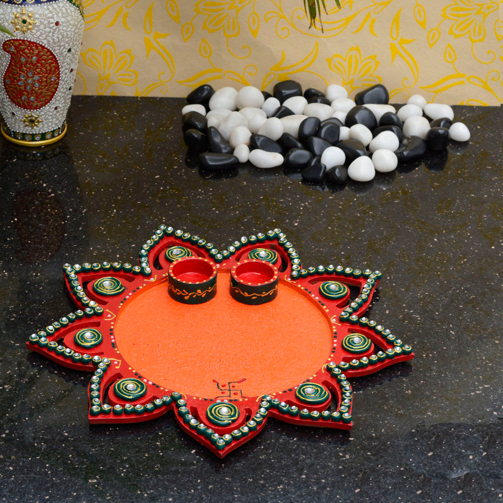Papier Mache Decorative Pooja Thali Kafalo