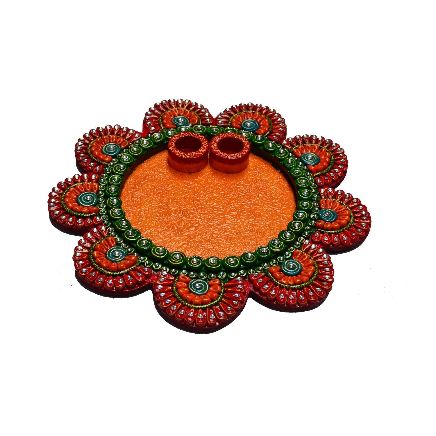 Papier Mache Colorful Pooja Thali Kafalo