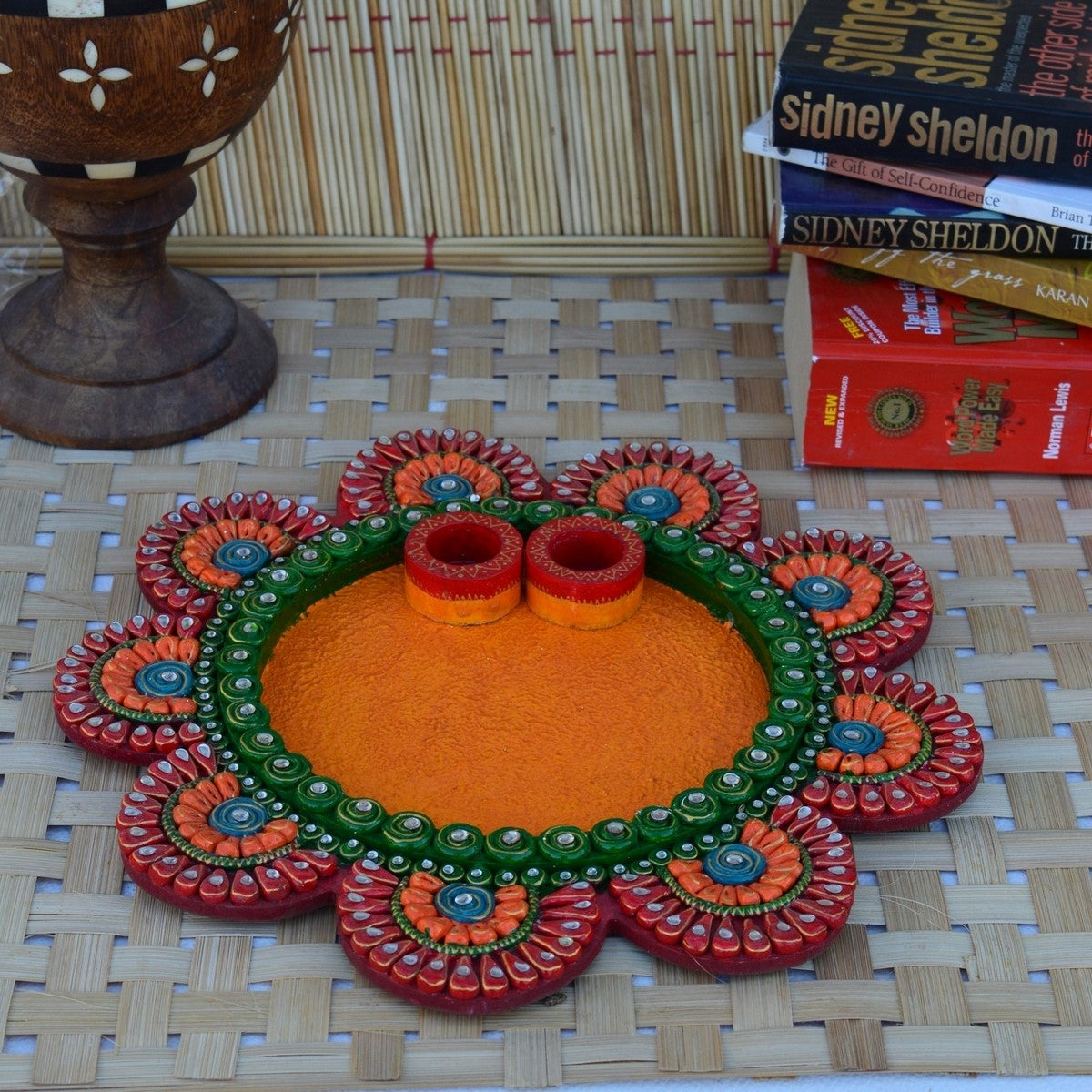 Papier Mache Colorful Pooja Thali Kafalo