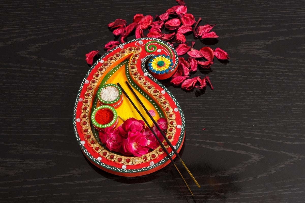Papier-Mache Keri Design Multiutility Pooja Thali Kafalo