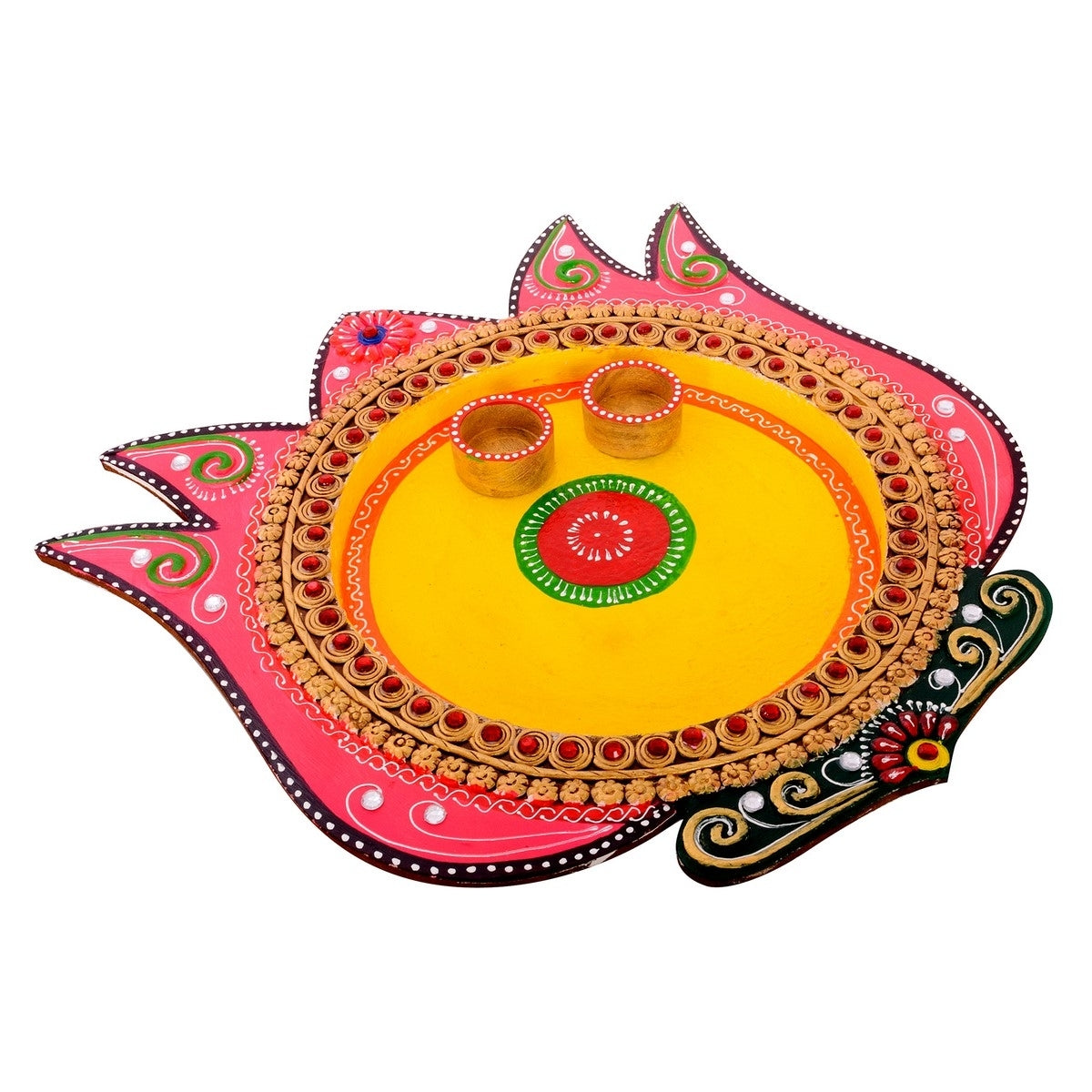 Papier-Mache Lotus Design Multiutility Pooja Thali Kafalo