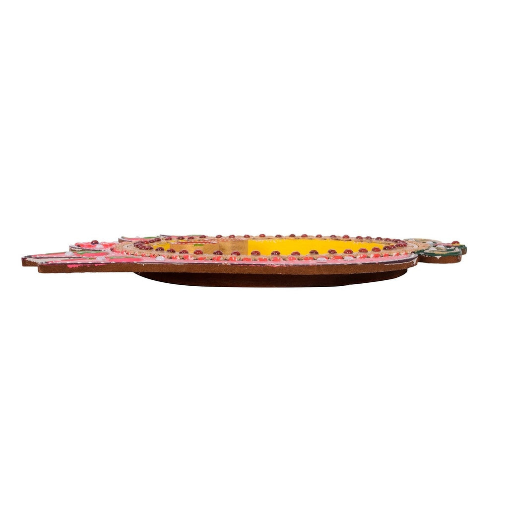 Papier-Mache Lotus Design Multiutility Pooja Thali Kafalo