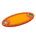 Wooden Papier Mache Embossed Oval Shape Pooja Thali Kafalo