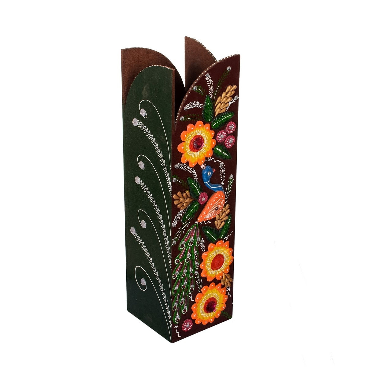 Splendid Papier-Mache Wooden Floral Vase Kafalo