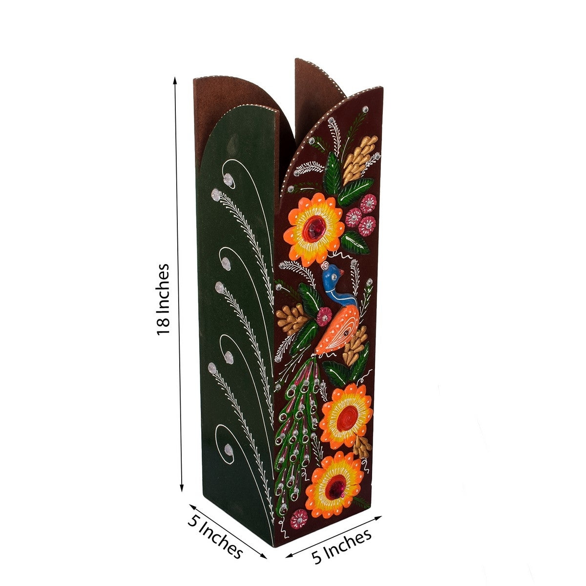Splendid Papier-Mache Wooden Floral Vase Kafalo