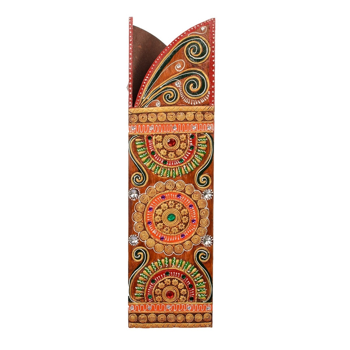 Embossed Papier-Mache Wooden Floral Vase Kafalo