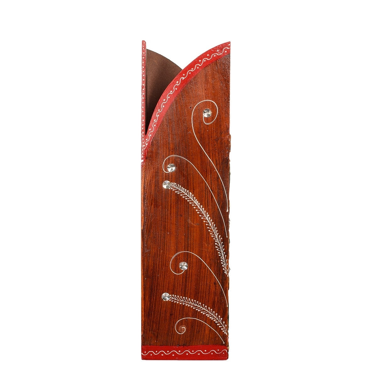 Embossed Papier-Mache Wooden Floral Vase Kafalo