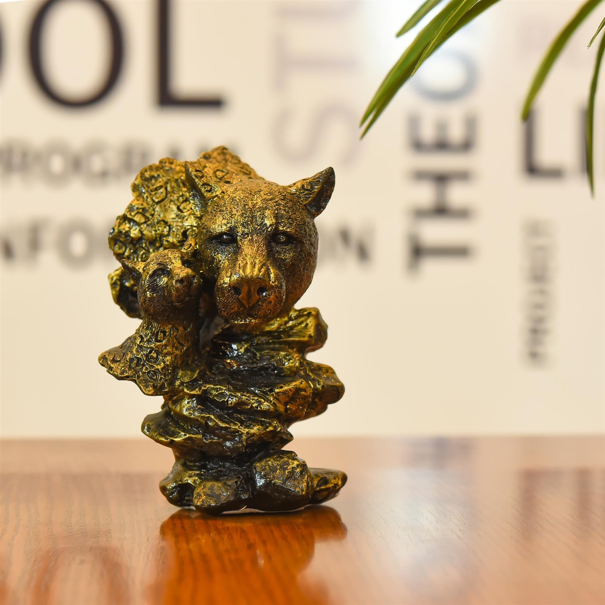 Polyresin Leopard With Baby Head Statue Abstract Modern Decor (5.5 Inch) Vedansh Craft
