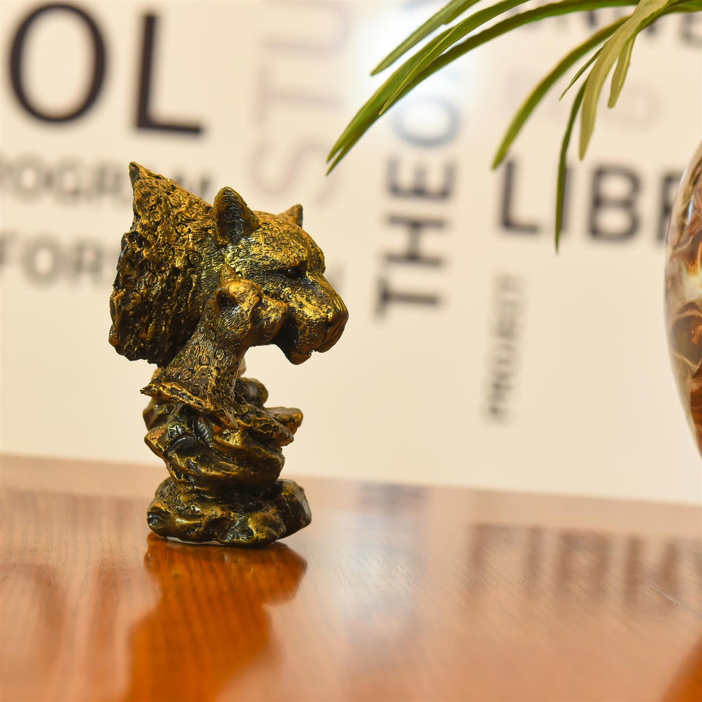 Polyresin Leopard With Baby Head Statue Abstract Modern Decor (5.5 Inch) Vedansh Craft