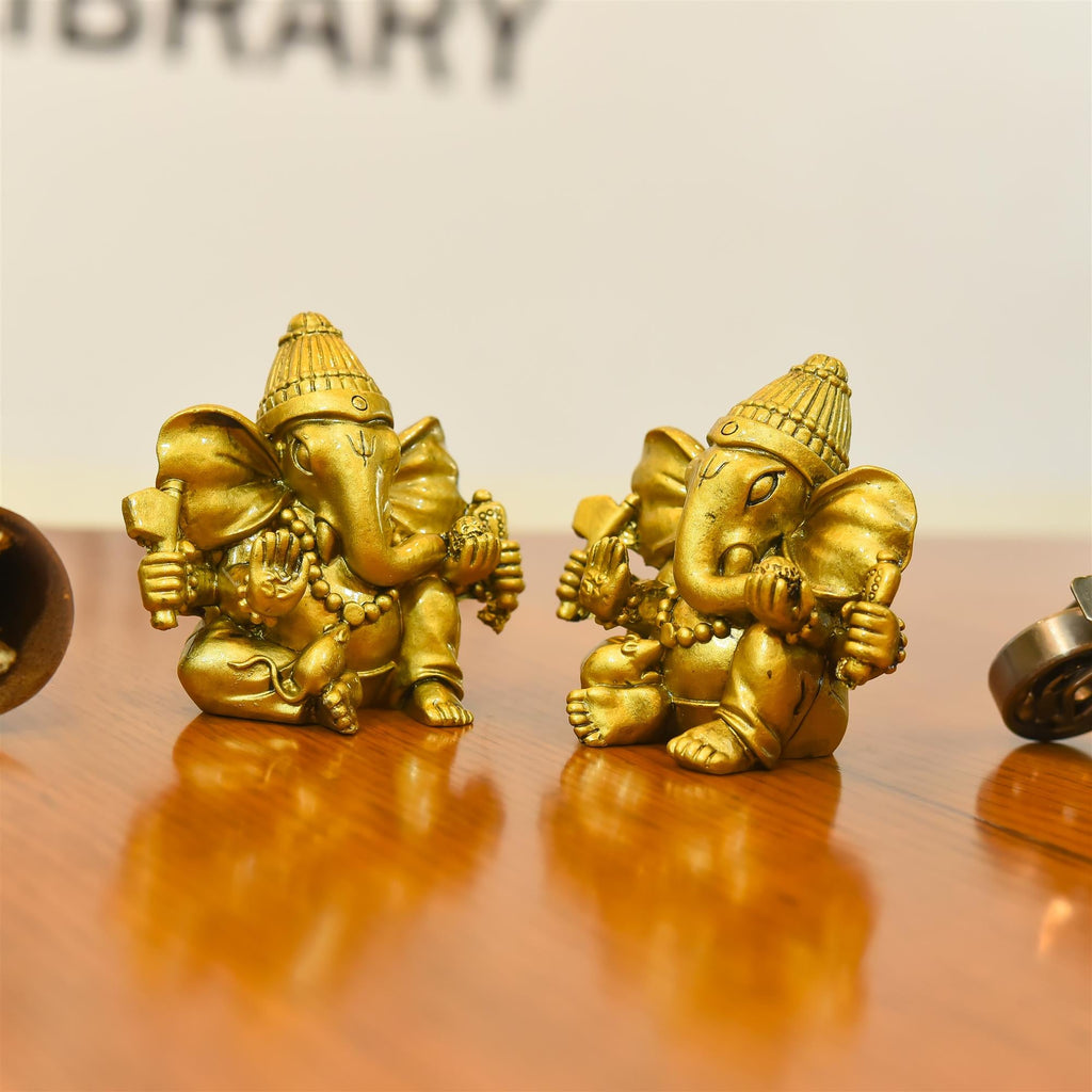 Polyresin Lord Sitting Ganesha Idol (3.5 Inch) Vedansh Craft