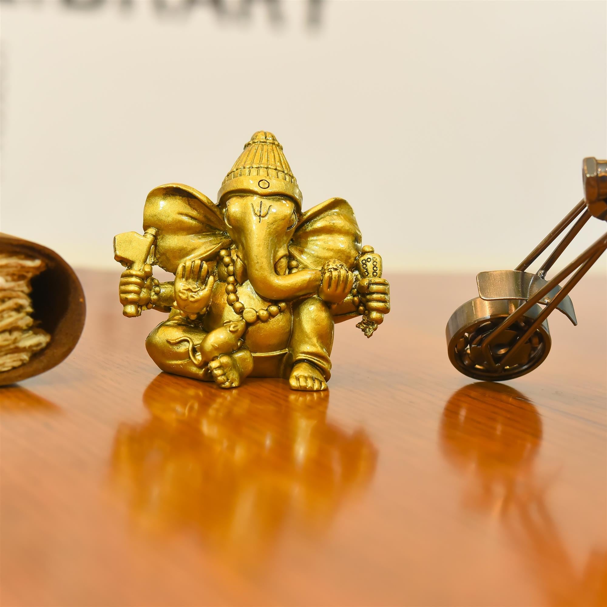 Polyresin Lord Sitting Ganesha Idol (3.5 Inch) Vedansh Craft