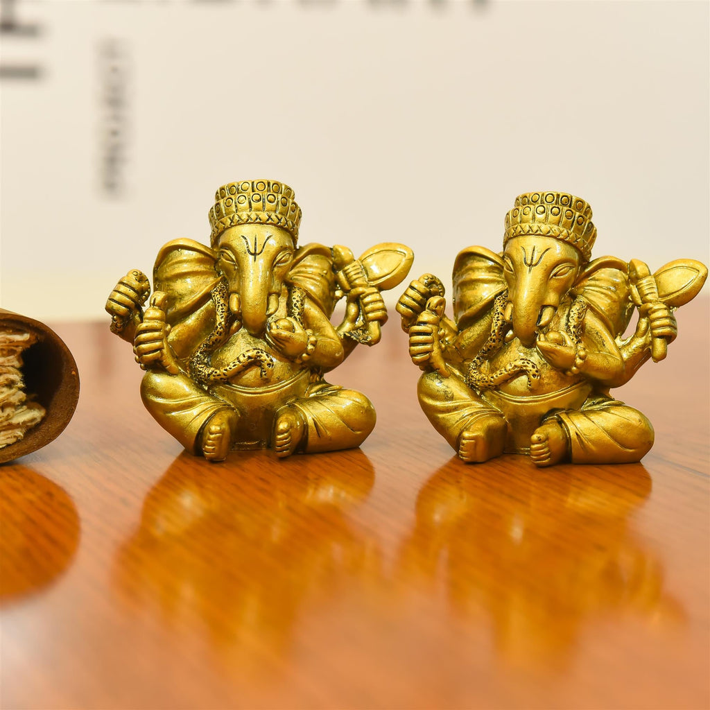 Polyresin Lord Sitting Ganesha Idol (3 Inch) Vedansh Craft